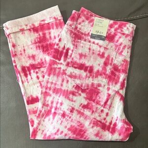 Style & Co. Curvy Capri Vibrant Pink Tie-Dye  Jeans size 12 NWT